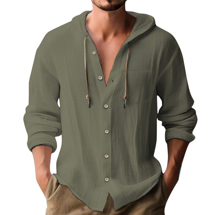 Herren lässiges Kapuzenshirt mit Knopfleiste und praktischen Taschen Echoarchiv