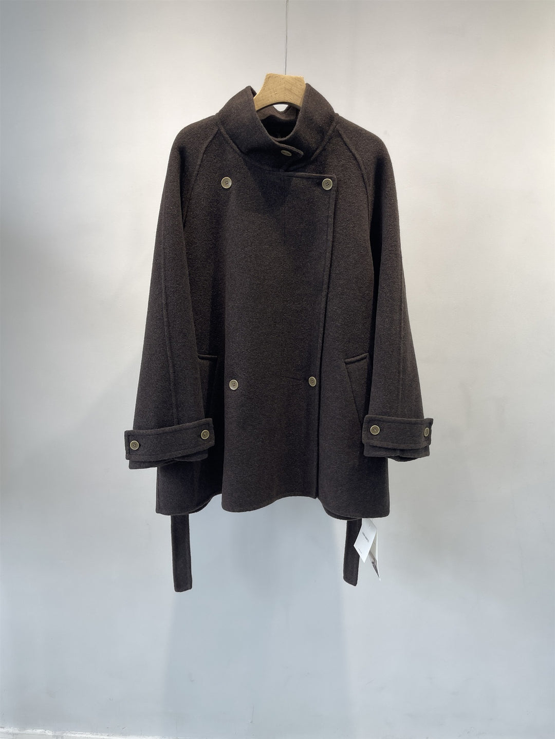 Damen maßgeschneiderter doppelt gestrickter Wollmischmantel – Célinea