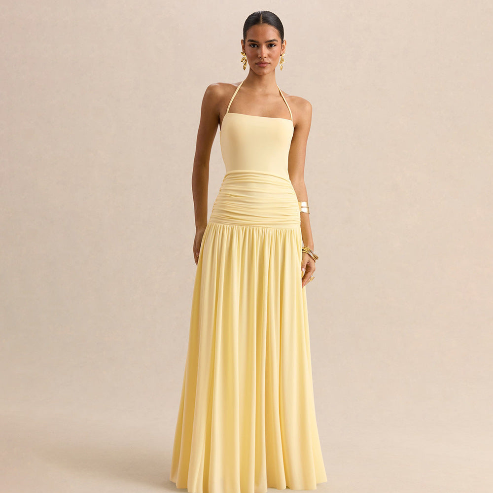 Damen Maxikleid mit Raffungen und schulterfreiem Design Echoarchiv