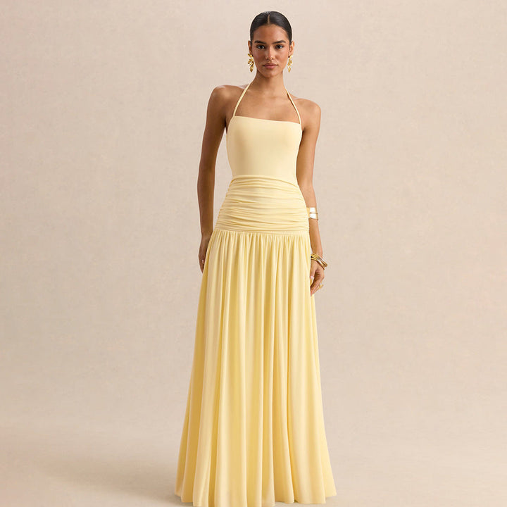 Damen Maxikleid mit Raffungen und schulterfreiem Design Echoarchiv
