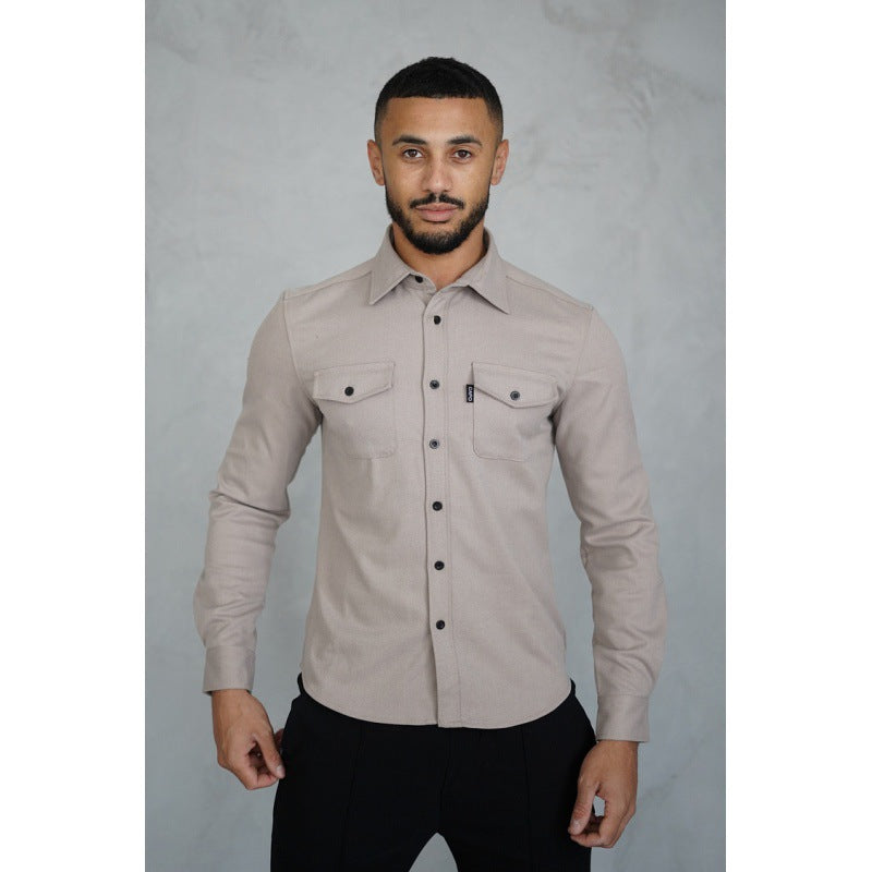 Herren Hemdjacke mit Brusttaschen und taillierter Passform – Taviero