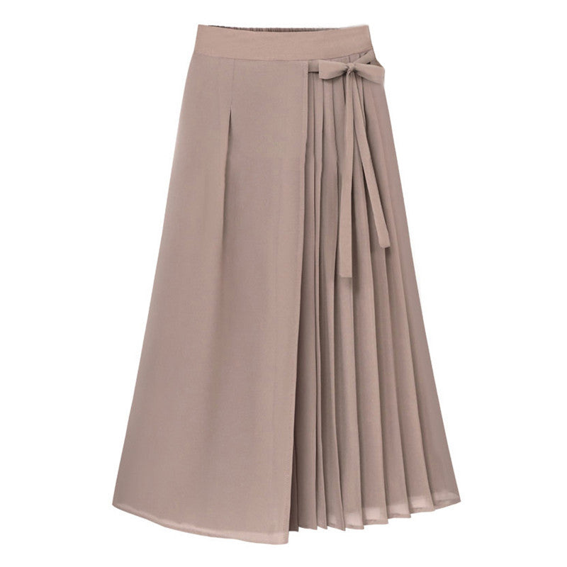 Damen nan asymmetrischer Wickel-Midirock mit teilplissee und Bindeschleife Echo Archiv