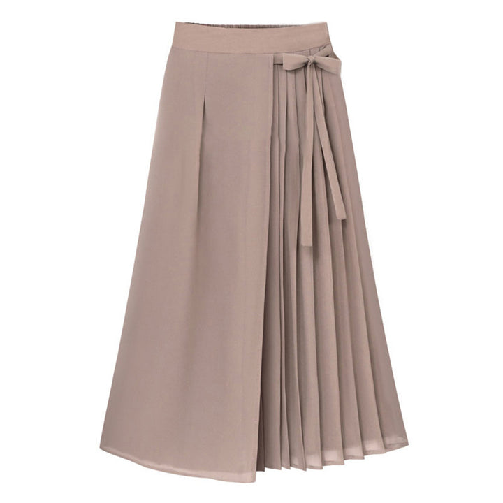 Damen nan asymmetrischer Wickel-Midirock mit teilplissee und Bindeschleife Echo Archiv