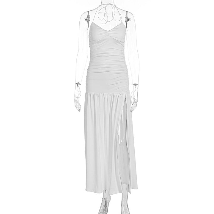 Damen Maxikleid mit raffinierten Rüschen und hohem Schlitz Echo Archiv