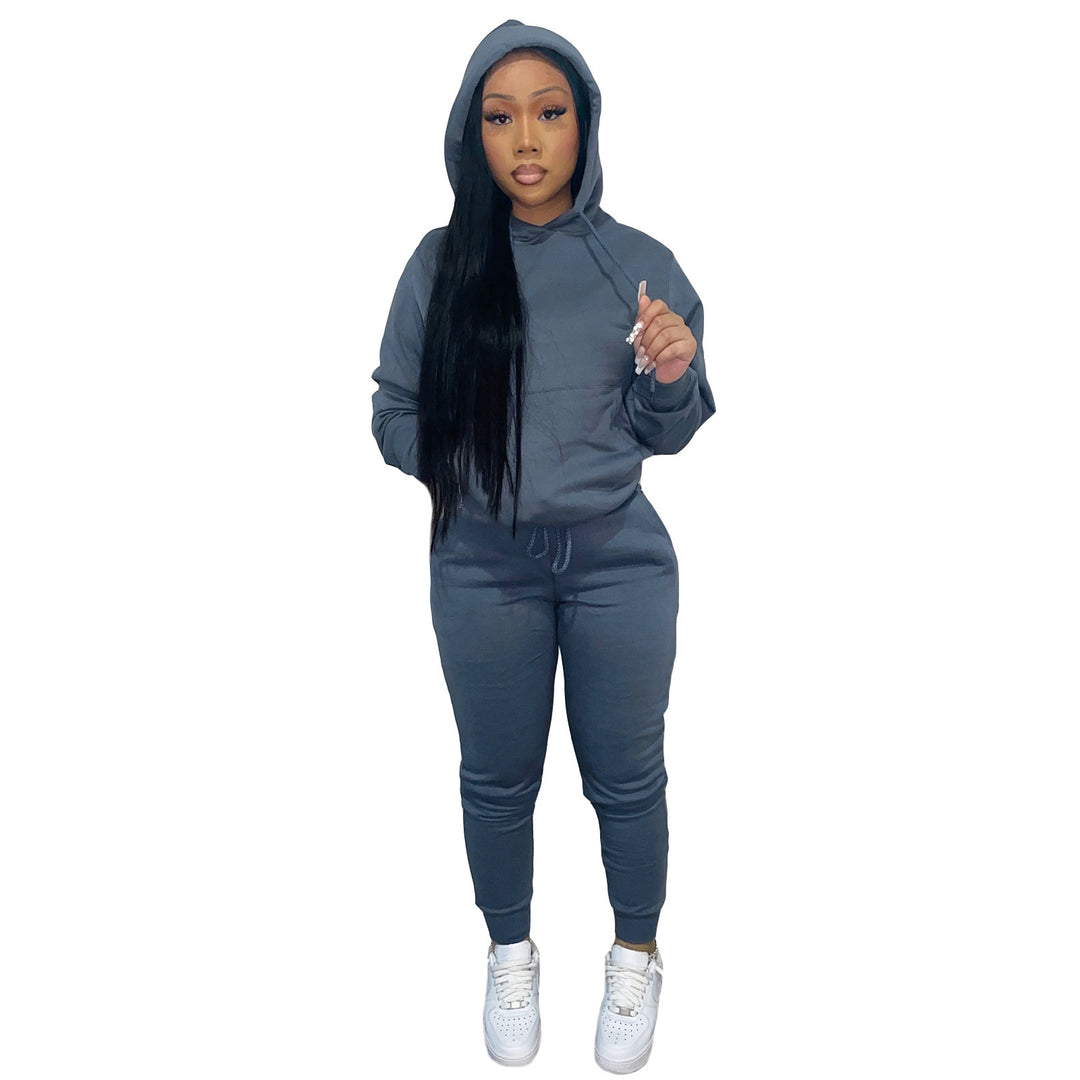 Damen nan Kapuzen-Lounge-Set mit Kängurutasche taillierter Jogginghose und Bündchen Echo Archiv