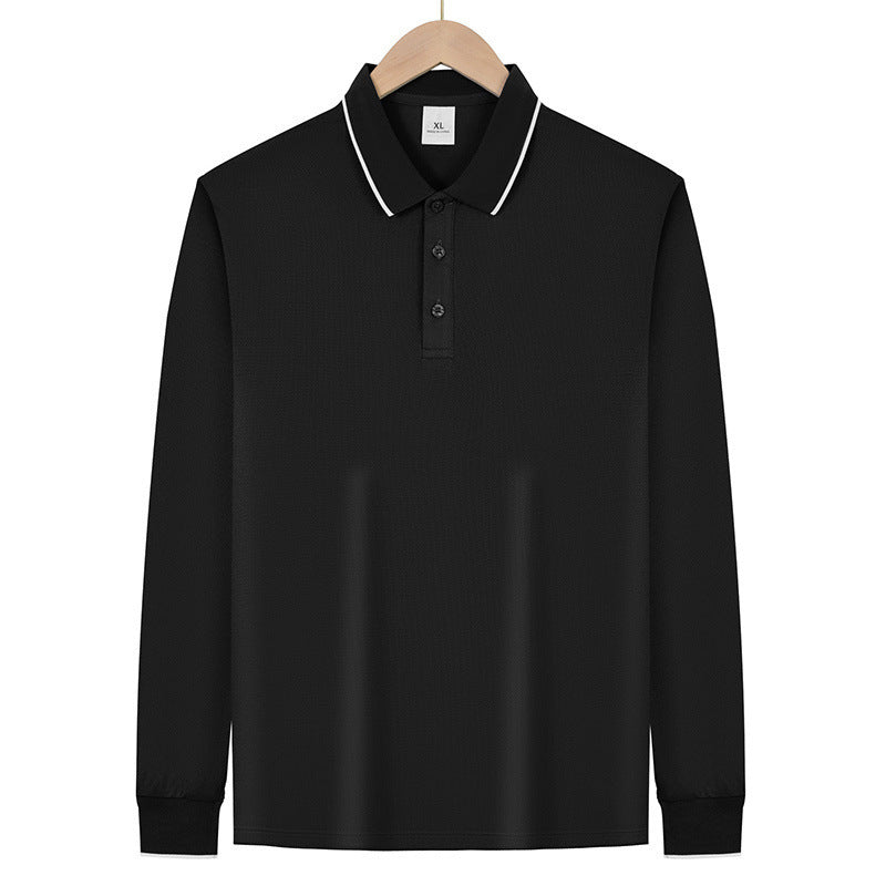 Herren Langärmeliges Funktions-Poloshirt mit Piquéstruktur und Kontrastkragen – Cavello