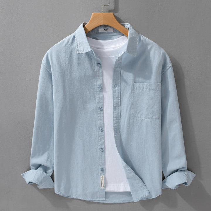 Herren Hemdjacken-Overshirt aus softem Baumwoll-Twill mit Relaxed-Fit und aufgesetzter Brusttasche Echoarchiv