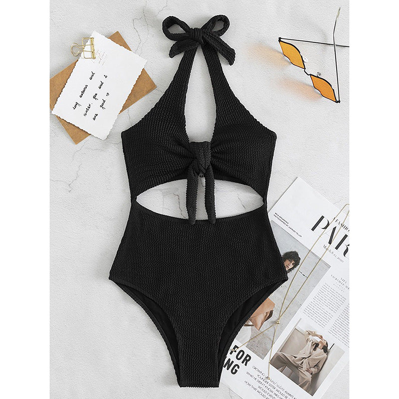 Damen Einteiliger Badeanzug mit raffiniertem Cut-Out und Knotendetail Echo Archiv