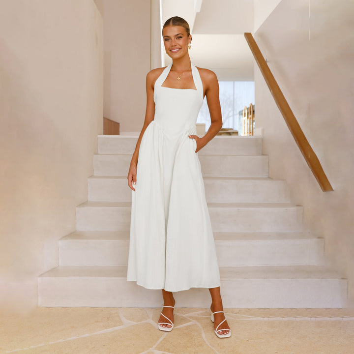 Damen Maxikleid mit schulterfreier Silhouette und eleganter Taillierung Echo Archiv