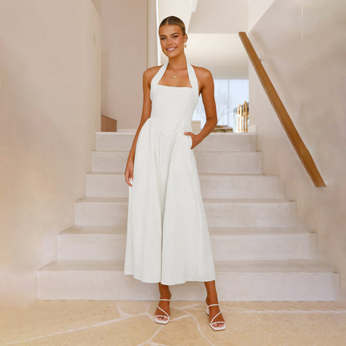 Damen Maxikleid mit schulterfreier Silhouette und eleganter Taillierung Echo Archiv