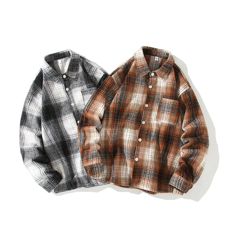 Herren Karierte Overshirt-Hemdjacke aus gebürstetem Baumwollmix mit Brusttasche Echo Archiv