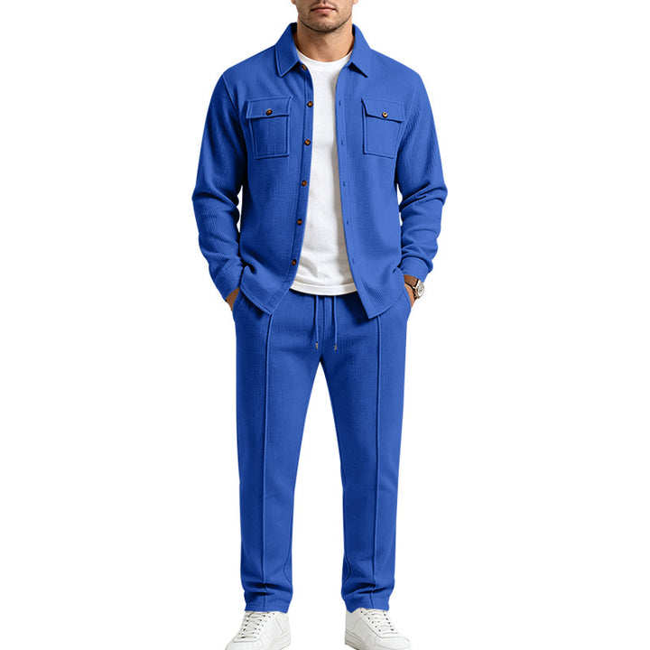Herren Overshirt- und Jogger-Set aus strukturierter Strickqualität Echoarchiv