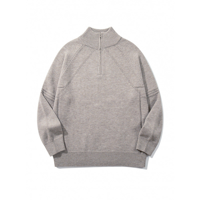 Unisex Strick-Halbzip-Pullover mit hohem Rippkragen und Raglanärmeln Echo Archiv