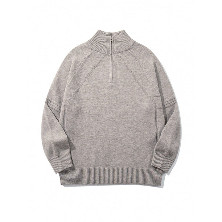 Unisex Strick-Halbzip-Pullover mit hohem Rippkragen und Raglanärmeln Echo Archiv