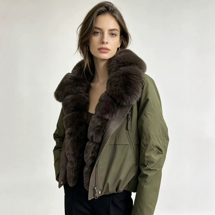 Damen nan taillierte Parka-Bomberjacke mit voluminösem Webpelzkragen und windabweisender Außenhülle Echo Archiv