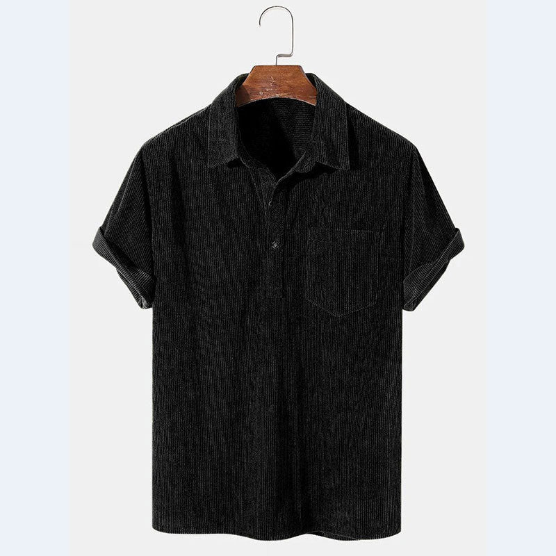 Herren Kurzarm Poloshirt aus gestreiftem Stoff mit Knopfleiste und Brusttasche Echoarchiv