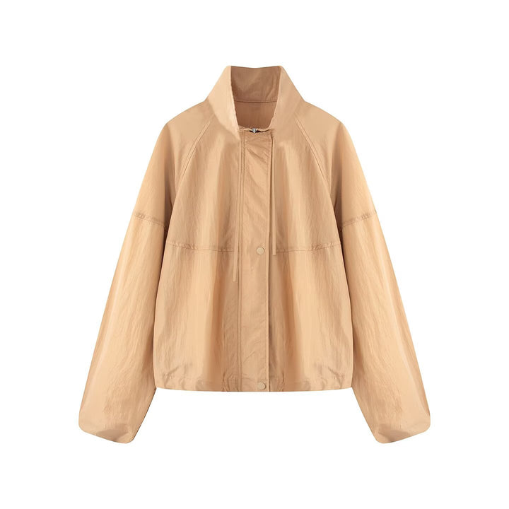 Damen Leichte Oversize-Blousonjacke aus Nylon mit Stehkragen, Kordelzug und Druckknopfverschluss Echo Archiv