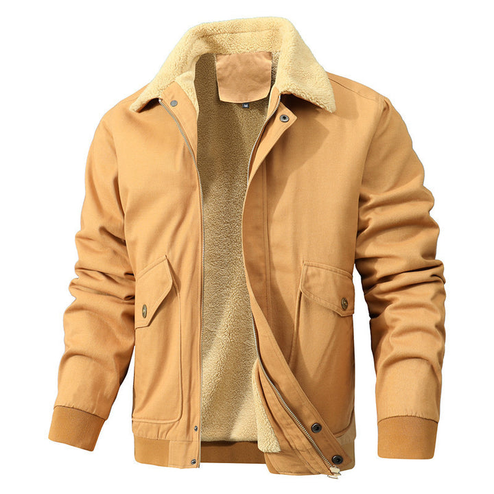 Herren Canvas-Blouson mit durchgehendem Sherpa‑Futter und Hemdkragen – Taviero