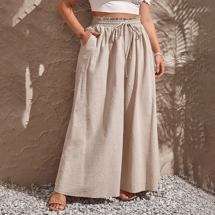 Damen weite Leinenhose mit elastischem Bund und seitlichen Taschen Echo Archiv