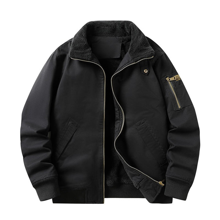 Herren Military-inspirierte Fliegerjacke mit Teddyfutter & Ärmeltasche Echoarchiv