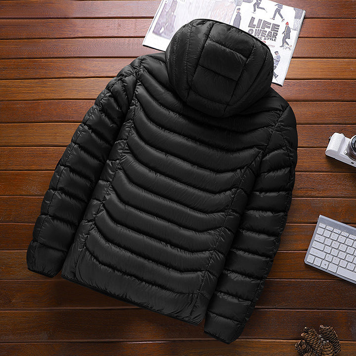 Herren Ultraleichte gesteppte Daunenjacke mit Kapuze, windabweisender Außenhaut und Packfunktion Echo Archiv