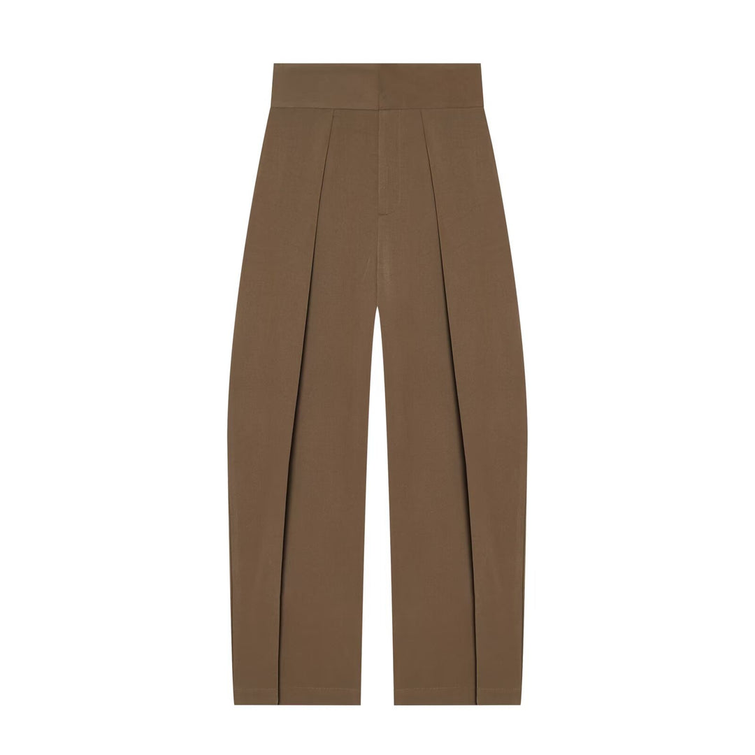 Damen Hochtaillierte Plissée-Hose mit weitem Bein und markanten Vorderfalten Echo Archiv
