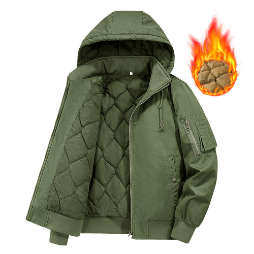 Herren Isolierte Kapuzen‑Bomberjacke mit gesteppter Thermofütterung und Ärmel‑Utilitytasche – Brevano