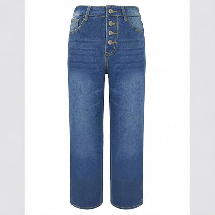 Damen Hochtaillierte Cropped-Jeans mit weiter Straight‑Leg-Passform Echo Archiv