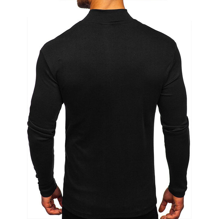 Herren Rundhals Langarmshirt aus elastischem Baumwoll-Mix mit modernem Stehkragen Echoarchiv