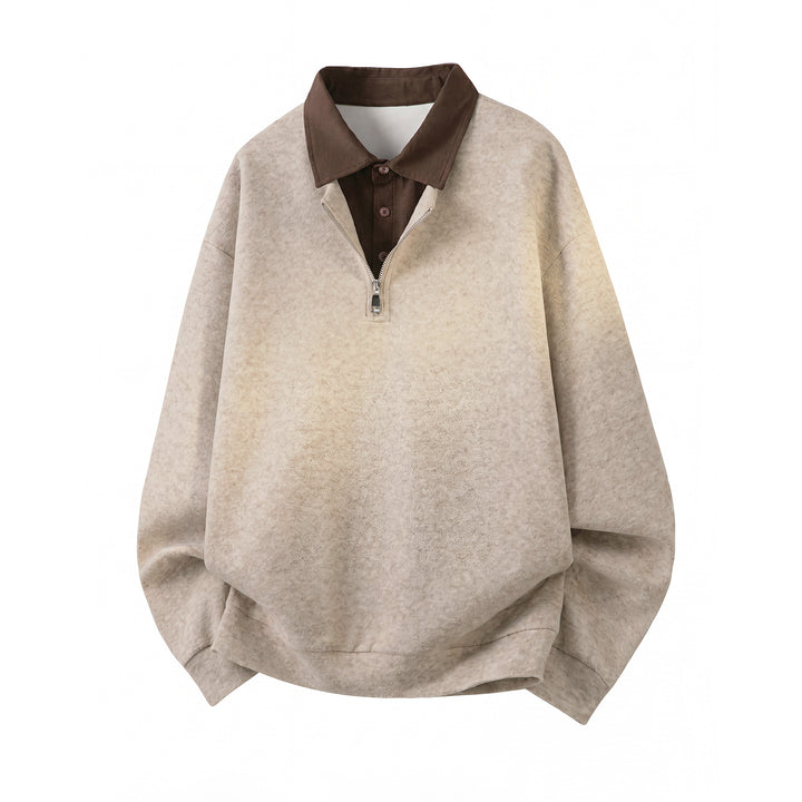 Unisex Oversize-Pullover mit Polokragen und halbem Reißverschluss Echo Archiv