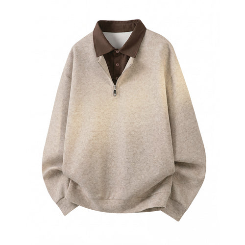 Unisex Oversize Pullover mit halbem Reißverschluss und kontrastierendem Kragen Echo Archiv