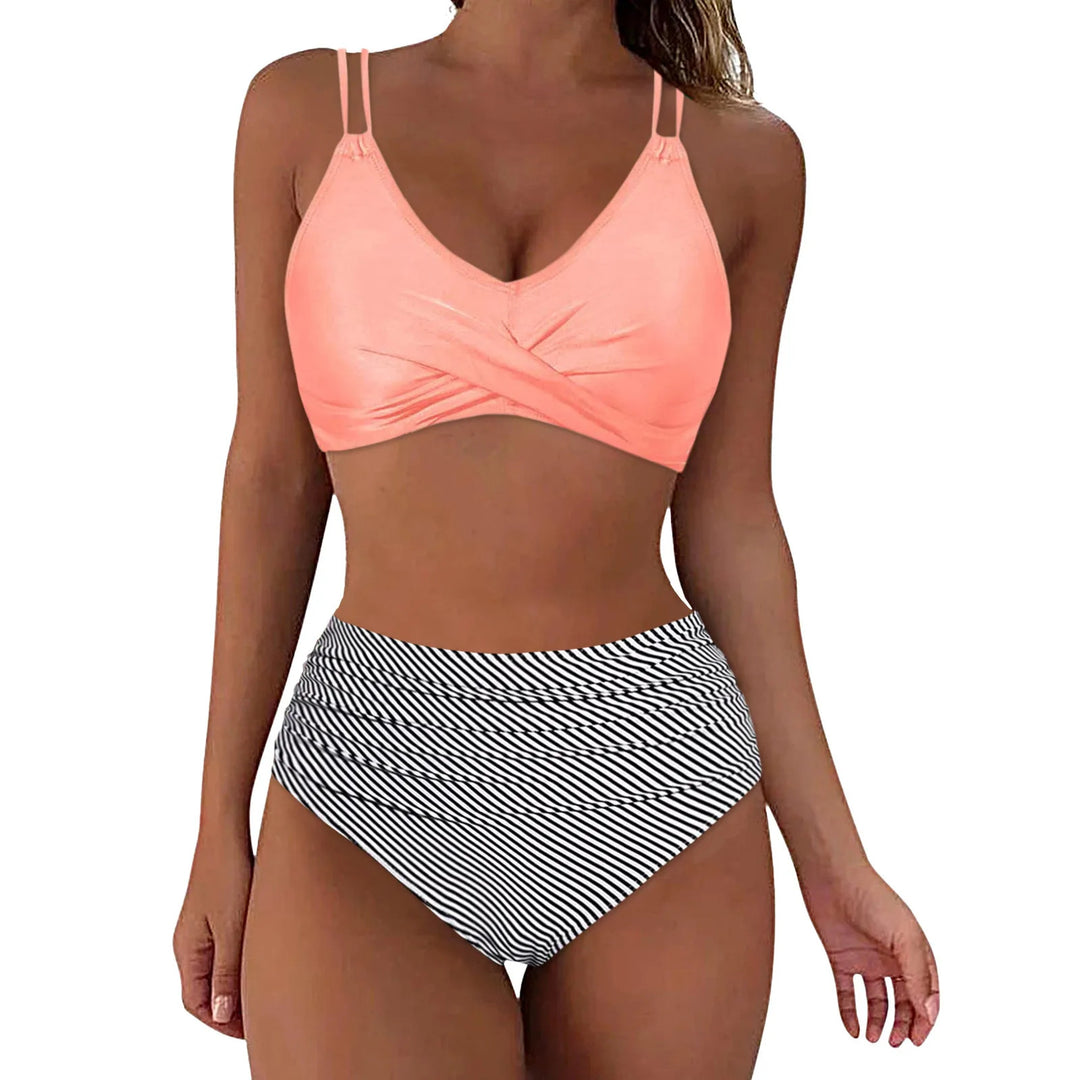 Damen Trendiger Hochschnitt-Bikini mit Raffung Echo Archiv