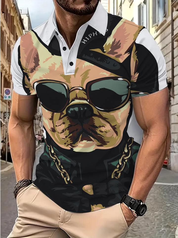 Herren Poloshirt mit einzigartigem Hundemotiv und modischen Details Echoarchiv