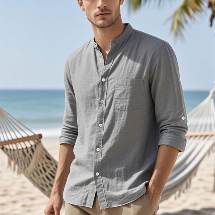 Herren Hemd im eleganten Henley-Stil mit strukturierter Baumwolle Echoarchiv