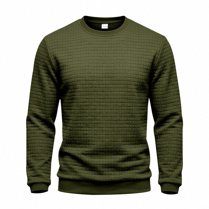 Herren Strukturiertes Rundhals-Sweatshirt mit Waffelstruktur und Rippbündchen Echoarchiv