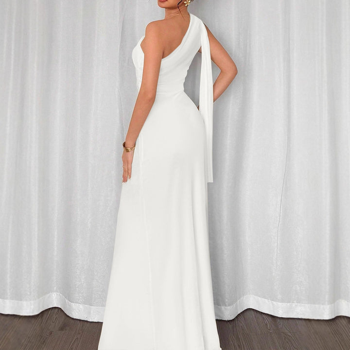 Damen elegantes Wickelkleid mit asymmetrischem Schnitt und tiefem V-Ausschnitt Echo Archiv