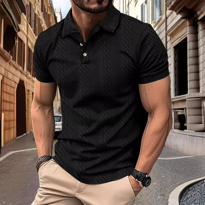 Herren modisches Kurzarm-Polohemd mit strukturiertem Design Echoarchiv