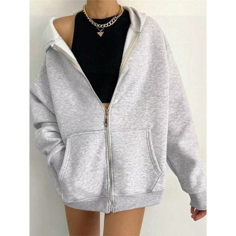 Damen nan oversized Kapuzenjacke mit Reißverschluss und Kängurutaschen Echo Archiv