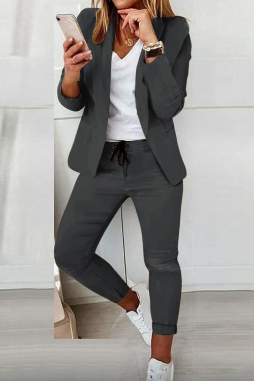 Damen nan zweiteiliges Blazer-Jogger-Set mit tailliertem Blazer und elastischer Bundhose Echo Archiv