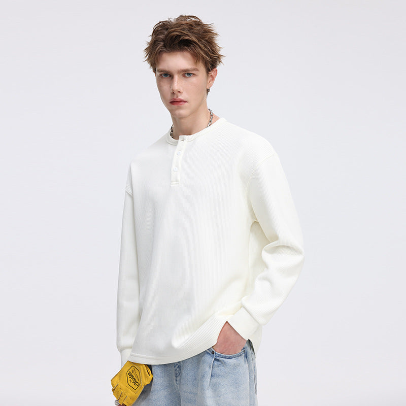 Herren Waffelstruktur-Henley-Thermashirt mit Knopfleiste und Relaxed-Fit Echo Archiv