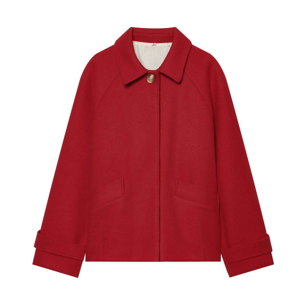 Damen Kurzmantel im Cape‑Style aus Wollmix mit Raglanärmeln und aufgesetzten Taschen Echo Archiv