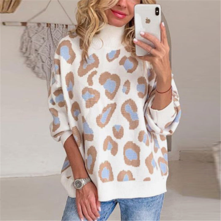 Damen Oversize Rollkragenpullover mit Leo-Jacquard und Rippbündchen Echoarchiv
