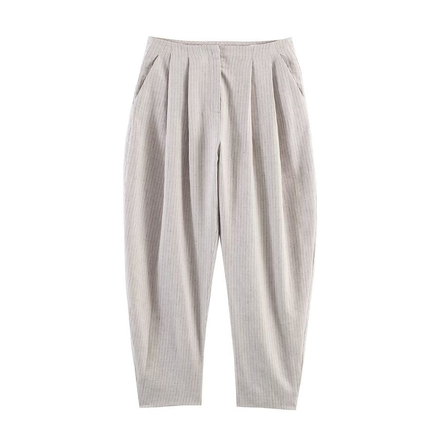 Damen Hochtaillierte Plissee-Hose mit weitem Sitz und schmaler Knöchelpartie Echo Archiv