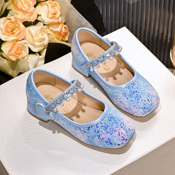 Mädchen Glitzernde Mary Jane Ballerinas mit Perlen und Schleifendekor Echo Archiv