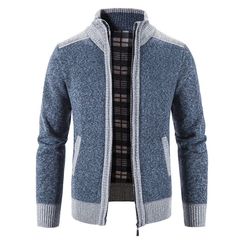 Herren Strickjacke mit modernem Stehkragen und strukturiertem Design Echoarchiv
