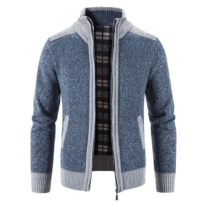 Herren Strickjacke mit modernem Stehkragen und strukturiertem Design Echoarchiv
