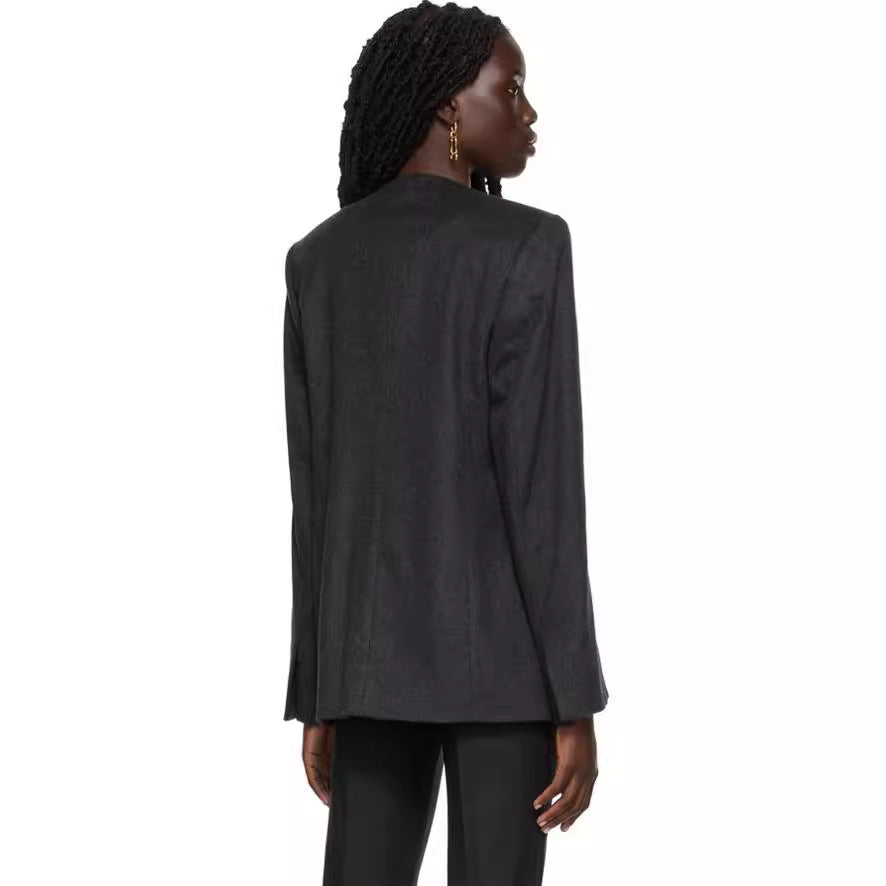 Damen Kragenloser Longblazer mit offenem Fall und Cape-Effekt Echoarchiv