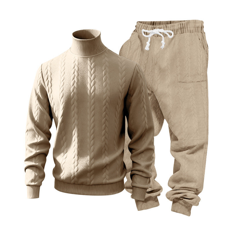 Herren lässiger Strickpullover mit Rollkragen und bequemen Sweatpants Echoarchiv