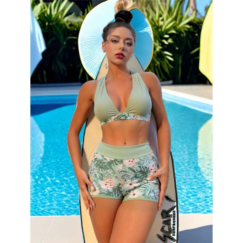 Damen sportliches Bikini-Set mit hohem Bund und floralem Design Echo Archiv