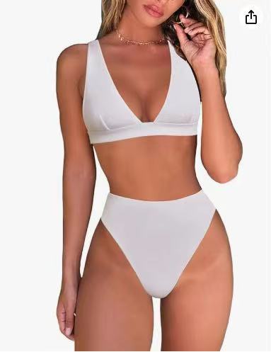 Damen Hochtailliertes Bikini Set mit V-Ausschnitt Echo Archiv